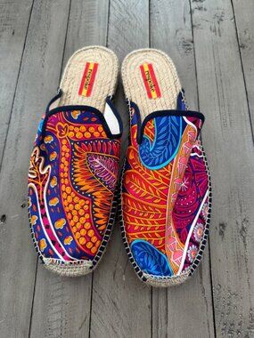 RESPOKE MAHARANI Mule Espadrilles Feather Print Size 43 / 12.5-12